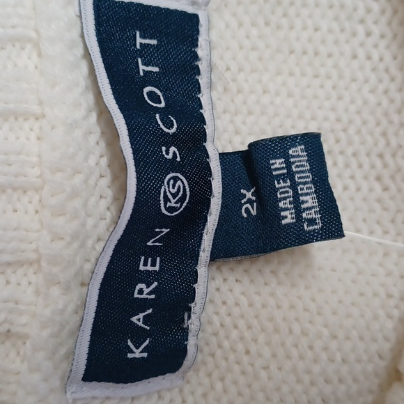 Karen Scott Plus Size Funnel-Neck Sweater, Winter White - Picture 10 of 12